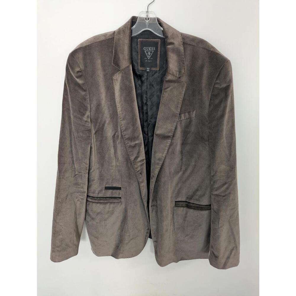 Guess Fulham Velvet Blazer in Brown Taupe Size XXL Slim Fit Business Casual